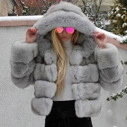 DEAT Fashion Imitation Fox Fur Grass Jacket Women's Hooded Loose Long Sleeves Patchwork Plush Thick Coat Winter New 7A975