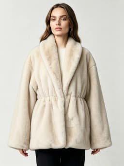 LIMO Women Shawl Lapel Faux Mink Fur Short Coat Pocket Loose Long Sleeve  Warm Winter Elegant Ladies Fluffy Plush Outerwear