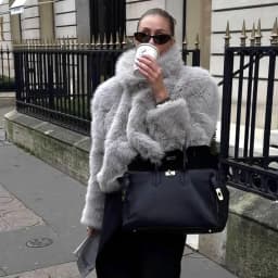 Faux Fur Women Short Coats Jackets Stand Collar Coat Thick Warm Y2k Streetwear Jacket Elegant Work Outerwear Autumn Winter