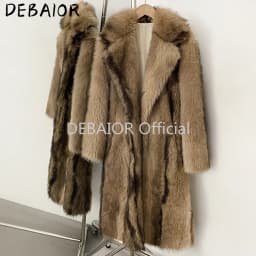 OFTBUY Women's New Autumn Winter Faux Fur Long Coat Lapel Belted Gradient Thick Warm Female Clothes Faux Fur Jacket Outerwear