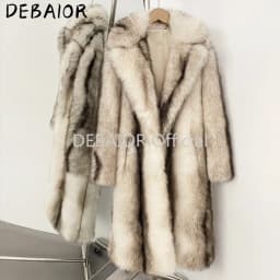 OFTBUY Women's New Autumn Winter Faux Fur Long Coat Lapel Belted Gradient Thick Warm Female Clothes Faux Fur Jacket Outerwear