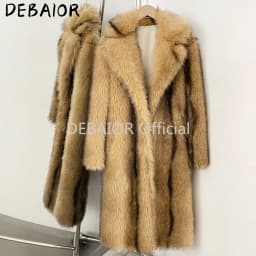 OFTBUY Women's New Autumn Winter Faux Fur Long Coat Lapel Belted Gradient Thick Warm Female Clothes Faux Fur Jacket Outerwear