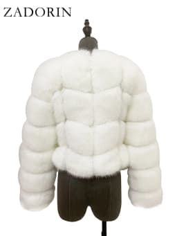 ZADORIN Faux Fur Coats Cropped Fur Top Woman Clothes Winter Luxury Faux Fur Coat Woman Fluffy White Faux Fur Jacket Woman Tops