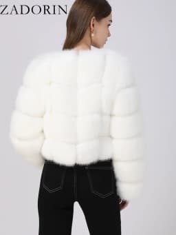 ZADORIN Faux Fur Coats Cropped Fur Top Woman Clothes Winter Luxury Faux Fur Coat Woman Fluffy White Faux Fur Jacket Woman Tops