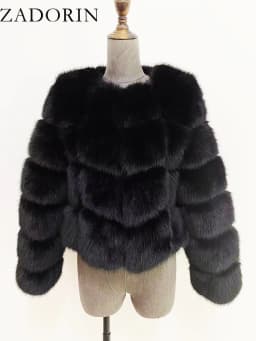 ZADORIN Faux Fur Coats Cropped Fur Top Woman Clothes Winter Luxury Faux Fur Coat Woman Fluffy White Faux Fur Jacket Woman Tops