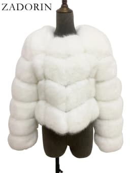 ZADORIN Faux Fur Coats Cropped Fur Top Woman Clothes Winter Luxury Faux Fur Coat Woman Fluffy White Faux Fur Jacket Woman Tops
