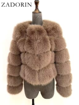 ZADORIN Faux Fur Coats Cropped Fur Top Woman Clothes Winter Luxury Faux Fur Coat Woman Fluffy White Faux Fur Jacket Woman Tops