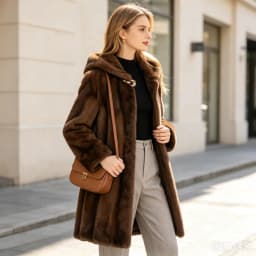 Winter Faux Fur Jacket Women Hooded Mid Length Coat Warm Shaggy Female Casual Outerwear Thick Fluffy Open Stitch Overcoat