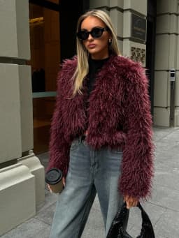 Women Winter Faux Fur Coat Black Cropped Fluffy Shaggy 2026 New Y2K Party Trendy Streetwear Outerwear