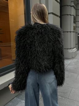 Women Winter Faux Fur Coat Black Cropped Fluffy Shaggy 2026 New Y2K Party Trendy Streetwear Outerwear