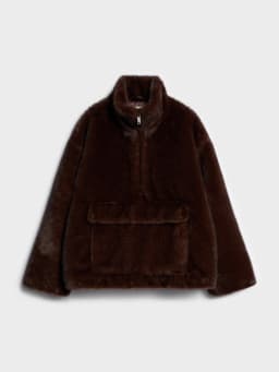LIMO Ladies Half‑Zip Faux Fur Coat Stand Collar Casual Loose Fit Fashion Plush Outer Jacket With Pockets