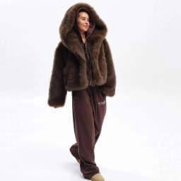 Women Faux Fur Short Coats Solid Hooded Jackets Long Sleeves Covered Button Thick Straight Office Lady Casual 2026 Autumn Winter