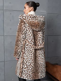 Women Faux Fur Long Coats Jackets Leopard Print Hooded Coat Thick Warm Y2k Streetwear Jacket Lace Up Belt Autumn Winter 2026