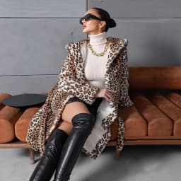 Women Faux Fur Long Coats Jackets Leopard Print Hooded Coat Thick Warm Y2k Streetwear Jacket Lace Up Belt Autumn Winter 2026