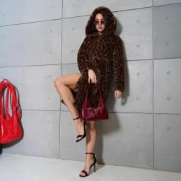 Faux Fur Women Long Coats Jackets Leopard Print Hooded Coat Y2k Streetwear Jacket Lace Up Belt Thick Warm Autumn Winter