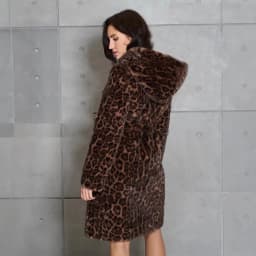 Faux Fur Women Long Coats Jackets Leopard Print Hooded Coat Y2k Streetwear Jacket Lace Up Belt Thick Warm Autumn Winter
