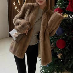 Winter Women Faux Mink Fur Coats Solid Fur Jackets Mid Length Pocket V Neck Long Sleeves Single Breasted Loose Fit Casual 2026