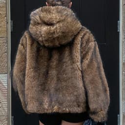 IG Women Hooded Furry Short Coat, Open Front Loose Oversized Jacket, Winter Warm Casual Outerwear Streetwear