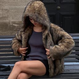IG Women Hooded Furry Short Coat, Open Front Loose Oversized Jacket, Winter Warm Casual Outerwear Streetwear