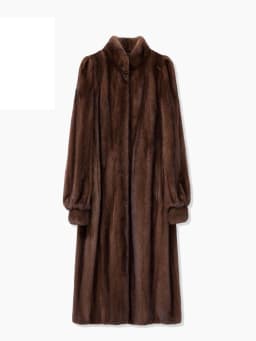 Lautaro Winter Long Luxury Elegant Stylish Thick Warm Fluffy Soft Brown Faux Mink Fur Coat Women Puff Sleeve Stand Collar 2025