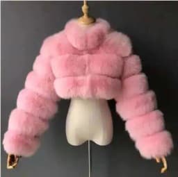 DEAT Fashion Women's Faux Fur Coat Stand Neck Long Sleeve Zipper Short Solid Color Thick Warm Jackets Winter 2024 New 7AB6434