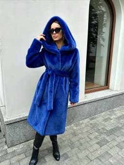 Women's Long Faux Mink Fur Coat Hooded Belted Artificial Fur Plush Thick Outerwear Warm and Stylish Oversize Lapel Jackets