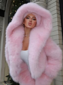 Y2k Winter Pink Imitation Fur Coat Elegant Big Fur Trim Hood Women's Jacket Warm Plush Cropped Sweet Lady Faux Fur Coat  2026