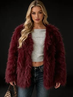 DEAT Fashion Fluffy Faux Fur Coat Women's Lapel Open Front Loose Fit Dark Brown Plush Jacket Winter New 7A6481