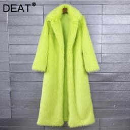 DEAT 2026 Winter New Fashion Faux Fur Coat For Women Solid Color High-end Casual Cardigan Long Jacket Female Trendy 11A05534