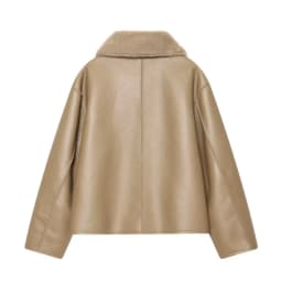 Women's Reversible Faux Leather Jacket, Faux Sherpa Coat, Lapel Button Up Outerwear, Loose Short Warm Winter Outwear, Streetwear