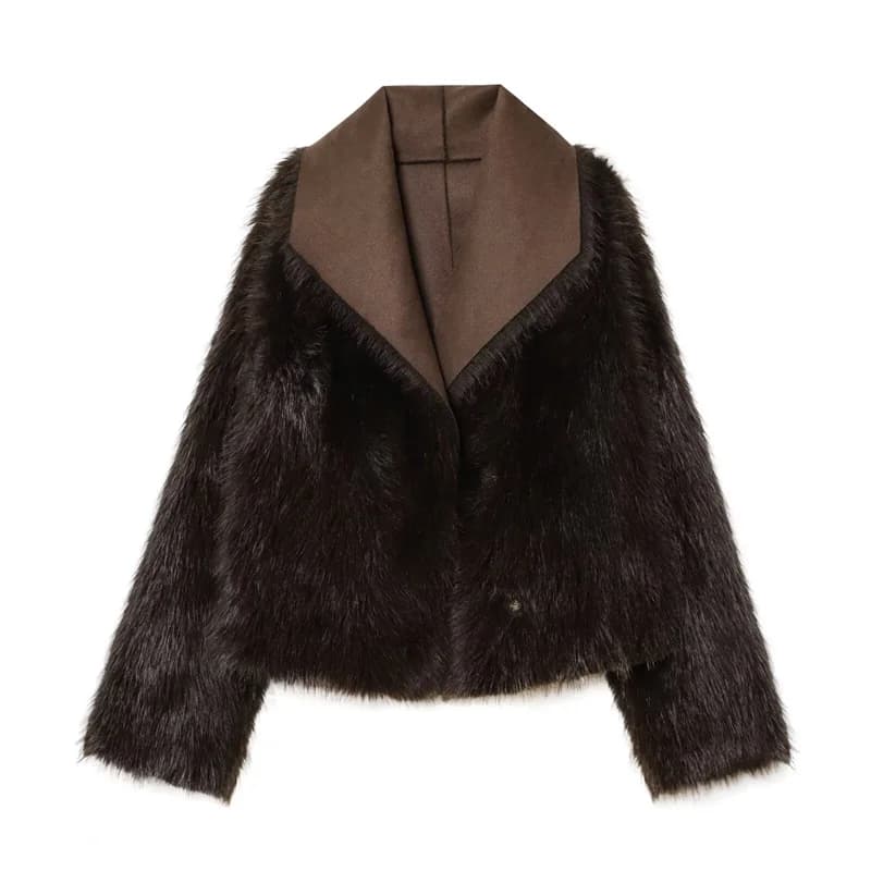 Smvp Women's Jacket 2026 Autumn/Winter New Arrival Brown Long-Sleeve Double-Sided Warm Jacket Elegant and High-End Style