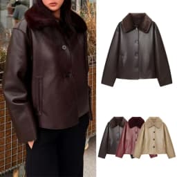 Guobioziy 2026 Fall/Winter New Style Women's Jacket Long Sleeve Faux Fur Reversible Loose Coat Warm and Fashionable High-End