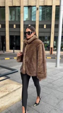 Women Wide Shawl Collar Faux Fur Mid-Length Coat, Hidden Hook Closure Oversized Fluffy, Premium Insulated Winter Warm Outerwear