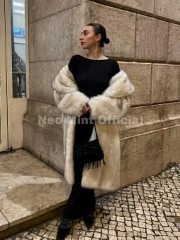 Neo Mint Street Style Long Eco Faux Fur Coats Women 2025 Winter Fluffy Gradient Fox Fur Jacket Brand Fashion Girls Overcoats