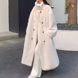 Women Faux Fur Long Coats Jackets Stand Collar Coat Thick Warm Y2k Streetwear Jacket Elegant Work Casual Outerwear Autumn Winter