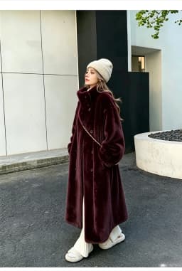 Women Faux Fur Long Coats Jackets Stand Collar Coat Thick Warm Y2k Streetwear Jacket Elegant Work Casual Outerwear Autumn Winter