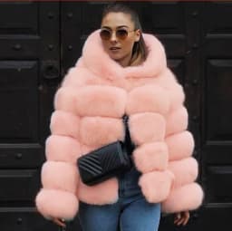 Short Coat Women Fox Faux Fur Coats Hooded Zipper Full Sleeve Thick Warm Elegant Splice Casual Autumn Winter Open Stitch