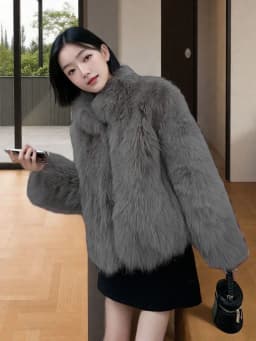 GVUW Korean Fashion Stand Up Collar Thickened Warm Women's Fur Coat Casual All-match Loose Coat 2026 Autumn New 17S4643