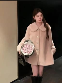 Eco-Friendly Faux Mink Fur Jacket Women's Winter Warm Coat Doll Collar Plush Outerwear Commute Style Long Sleeve Three Buttons