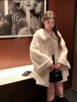 Eco-Friendly Faux Mink Fur Jacket Women's Winter Warm Coat Doll Collar Plush Outerwear Commute Style Long Sleeve Three Buttons