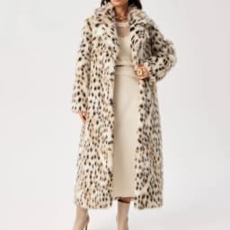 Women Faux Fur Long Coats Jackets Leopard Print Turn Down Collar Coat Thick Warm Y2k Streetwear Jacket Lace Up Autumn Winter