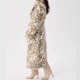 Women Faux Fur Long Coats Jackets Leopard Print Turn Down Collar Coat Thick Warm Y2k Streetwear Jacket Lace Up Autumn Winter