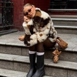 Women Faux Fur Coats Jackets Turn Down Collar Print Coat Thick Warm Y2k Streetwear Jacket Elegant Work Outerwear Autumn Winter