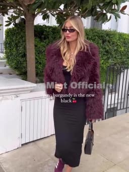 Neo Mint 2024 Winter Hot Trendy Iconic Blogger Fashion Burgundy Faux Fur Coat Women Overcoat Girls Shawl Collar Lamb Fur Jacket