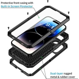 Heavy Duty Aluminum Metal Cover For iPhone 16 15 14 13 12 11 ProMax Shockproof Gorilla Glass Metal Case For iPhone XS Max XR 7 8