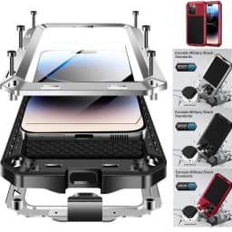 Heavy Duty Aluminum Metal Cover For iPhone 16 15 14 13 12 11 ProMax Shockproof Gorilla Glass Metal Case For iPhone XS Max XR 7 8