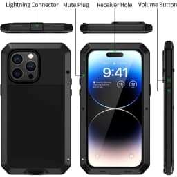 Heavy Duty Aluminum Metal Cover For iPhone 16 15 14 13 12 11 ProMax Shockproof Gorilla Glass Metal Case For iPhone XS Max XR 7 8