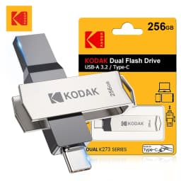 Kodak K273 Double Nip USB Flash Drive USB3.2 Type-c 32GB 64GB 128GB 256GB High Speed Pen Drive Memory Stick Metal OTG Pendrive