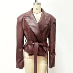 Motorcycle PU Leather Jacket Women 2026 Lace Up Turndown Collar Short Coat Jacket Full Sleeve Soft Leather Jacket New Outwear