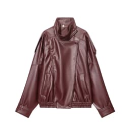 Sweet Style Fashionable Leatherette Long Sleeve Stand Collar Jacket Women's Short Coat New Arrival Autumn 2025 Zipper Closure